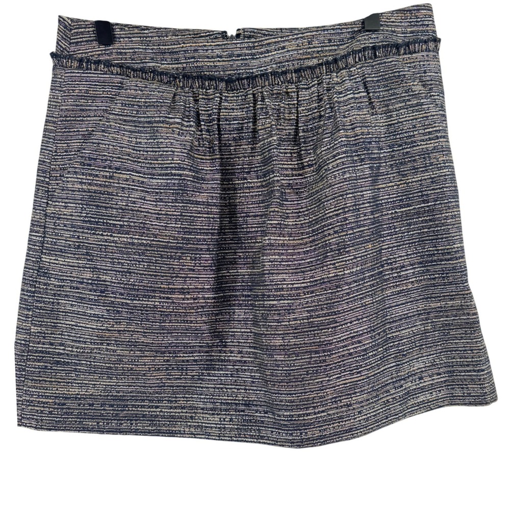 Gap Navy Blue Tweed Metallic Frayed Trim Mini Skirt Size 6 A-Line Office Wear